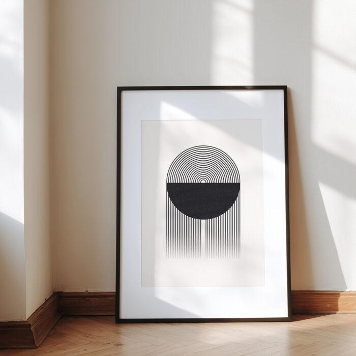 Affiche géométrique noir et blanc – Composition I